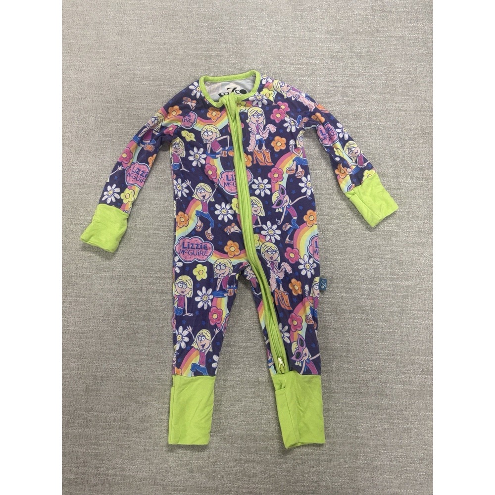 Cozco Lizzie McGuire Bamboo Zippy Pajama Size 0-3 Months Green/Purple VGUC